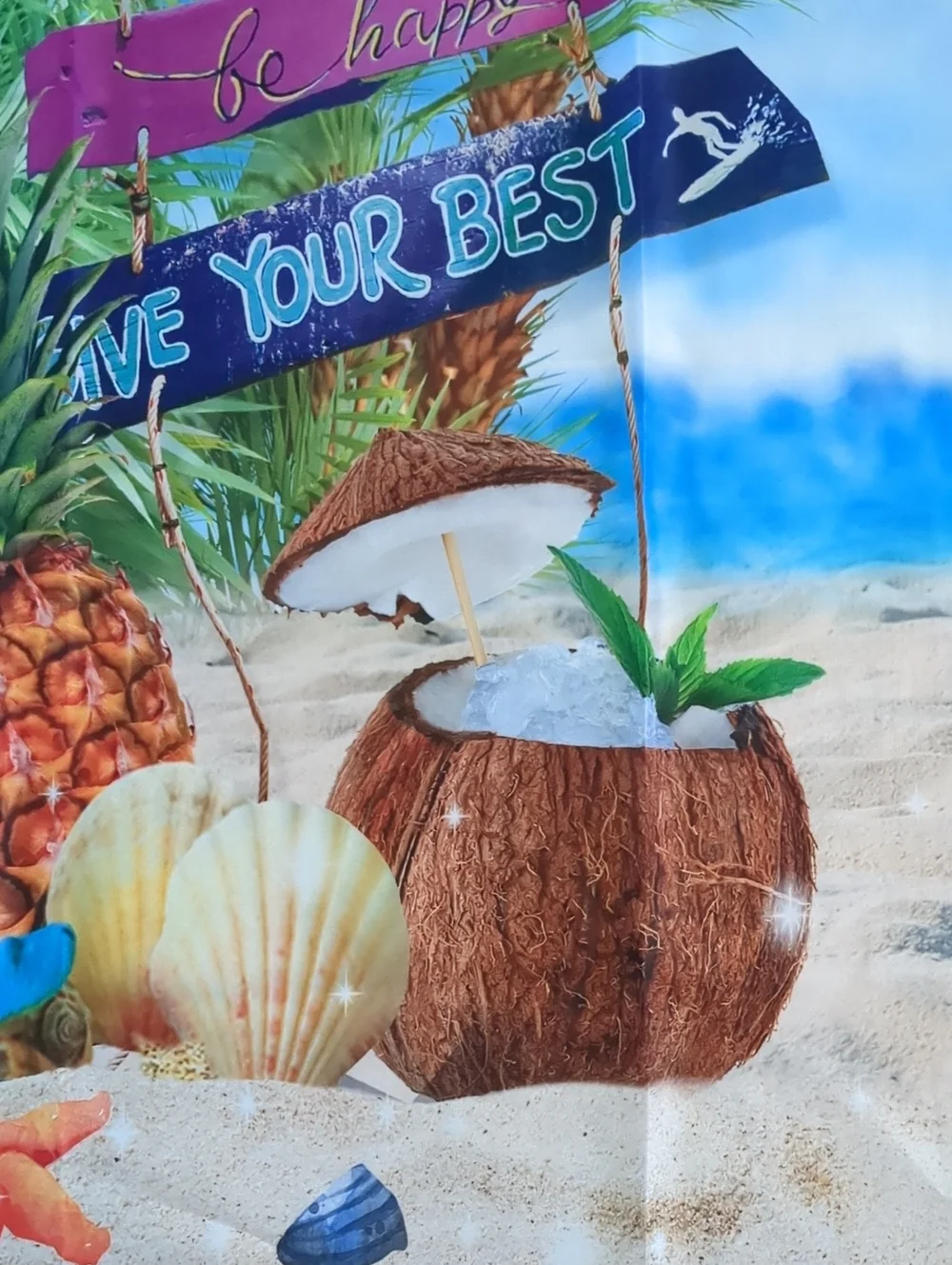 Tropical Beach Surfboard Hawaiian Luau Shower Curtain Party Photo Backdrop, NEW